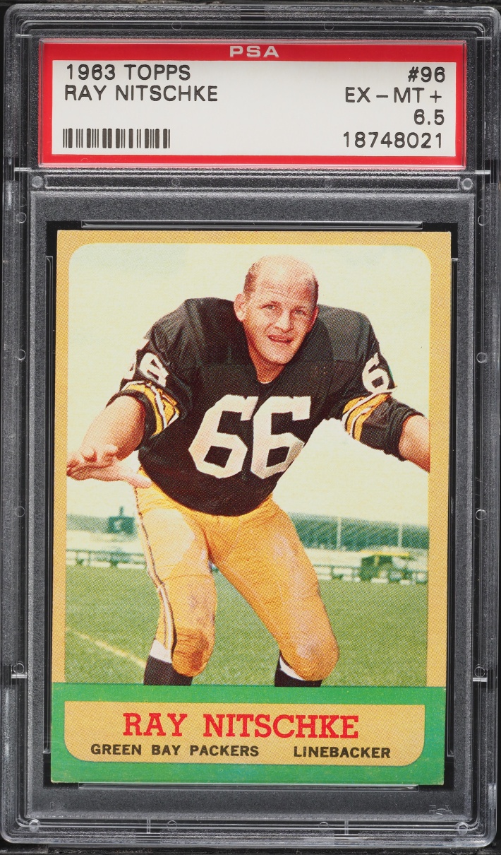1963 Topps Football Ray Nitschke ROOKIE #96 PSA 6.5 EXMT+
