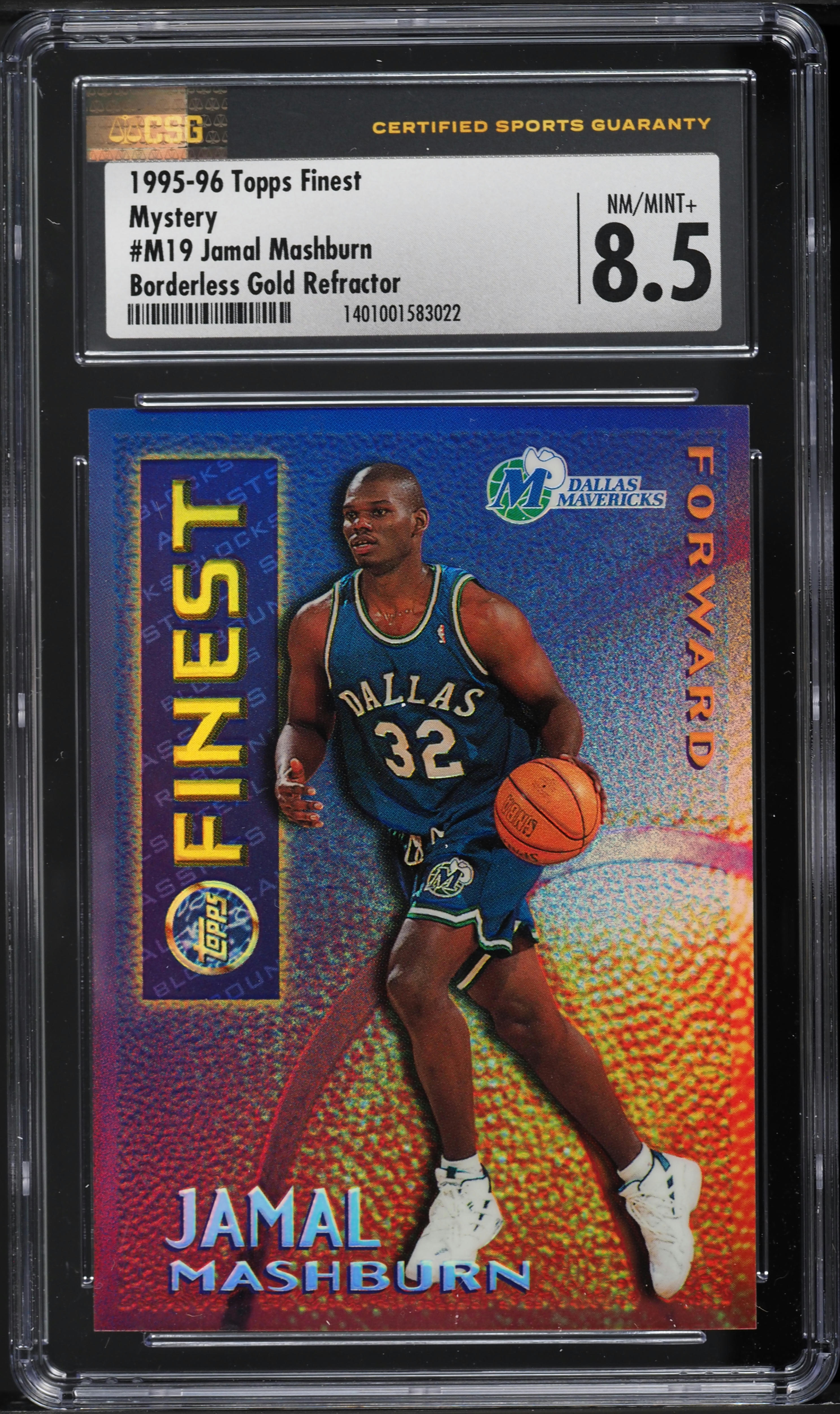 1995 Topps Finest Mystery Borderless Gold Refractor Jamal Mashburn #M19 CSG 8.5