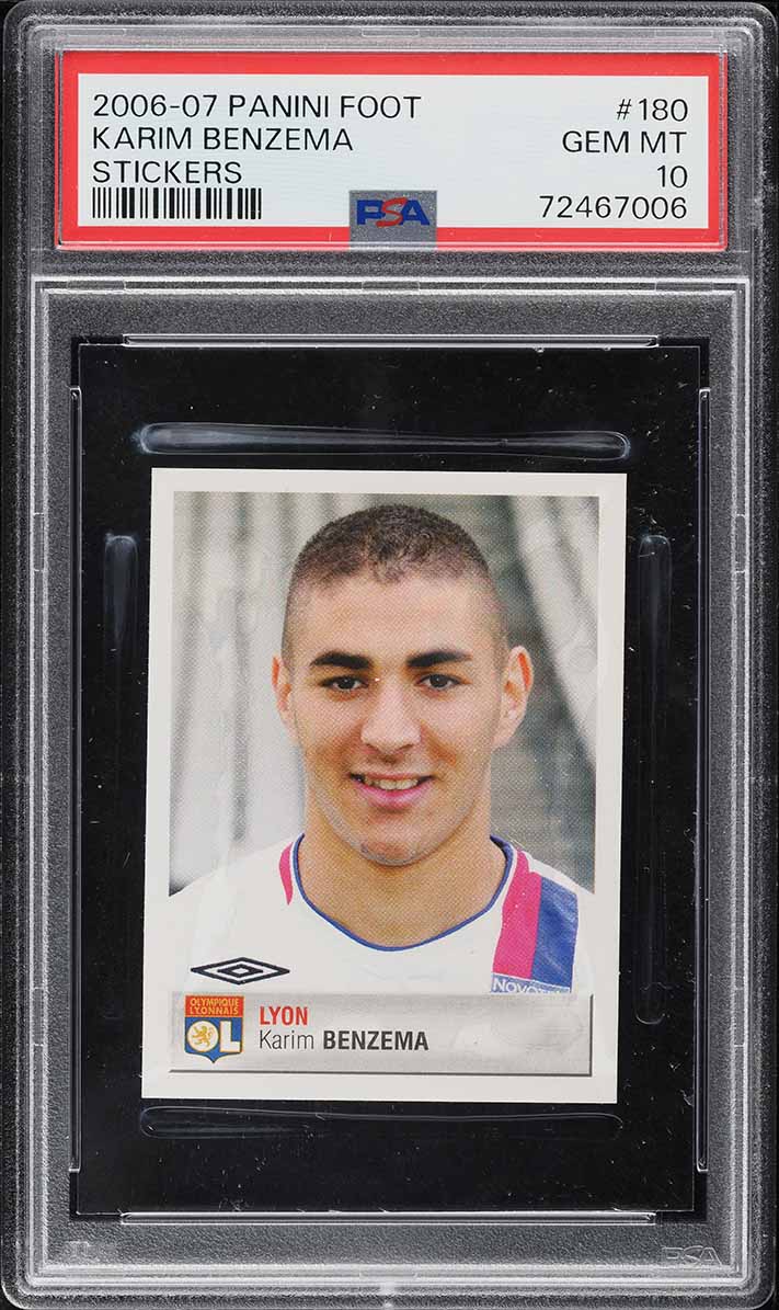 2006 Panini Foot Stickers Karim Benzema ROOKIE #180 PSA 10 GEM MINT