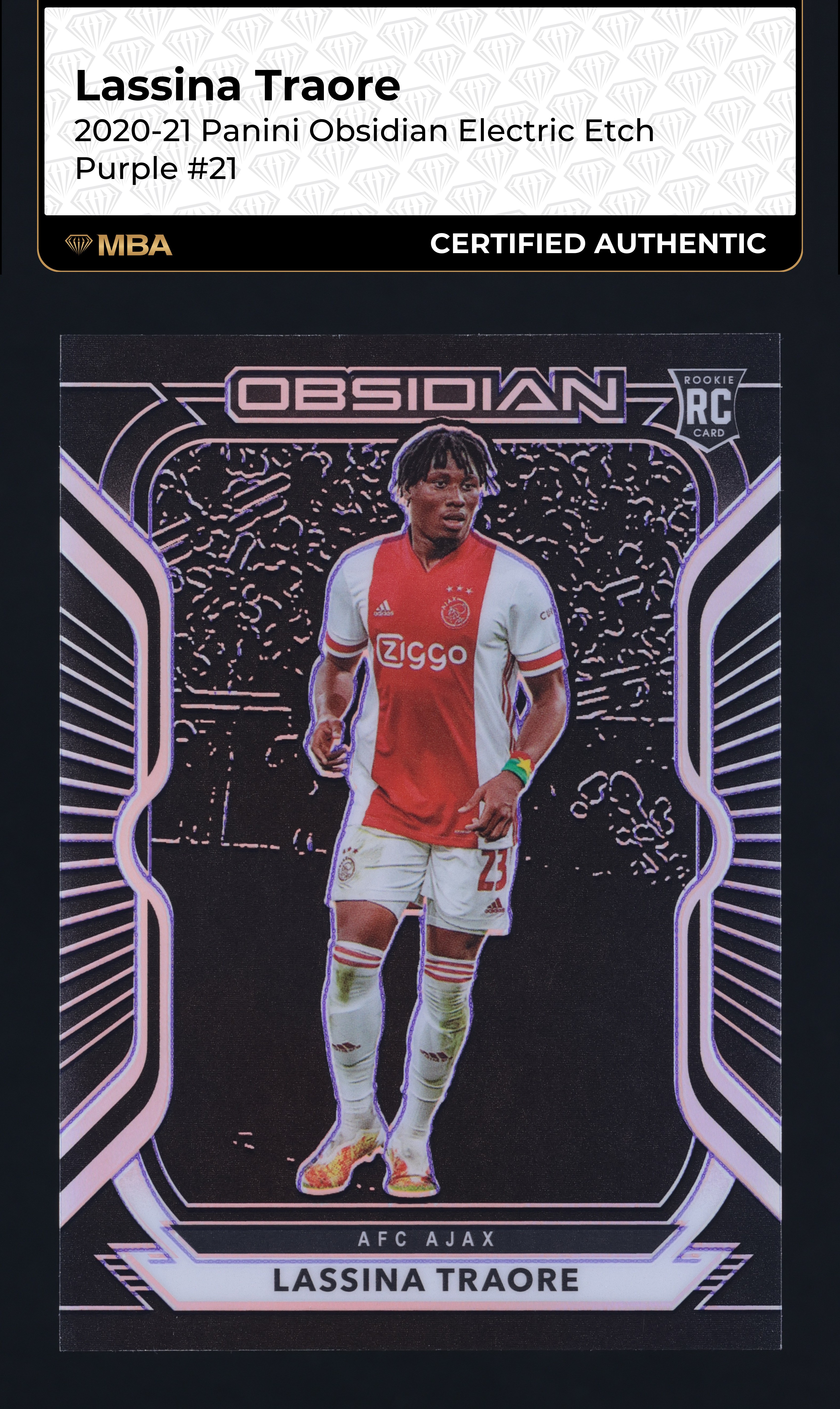 2020 Panini Obsidian Electric Etch Purple Lassina Traore ROOKIE /75 #21 MBA AUTH