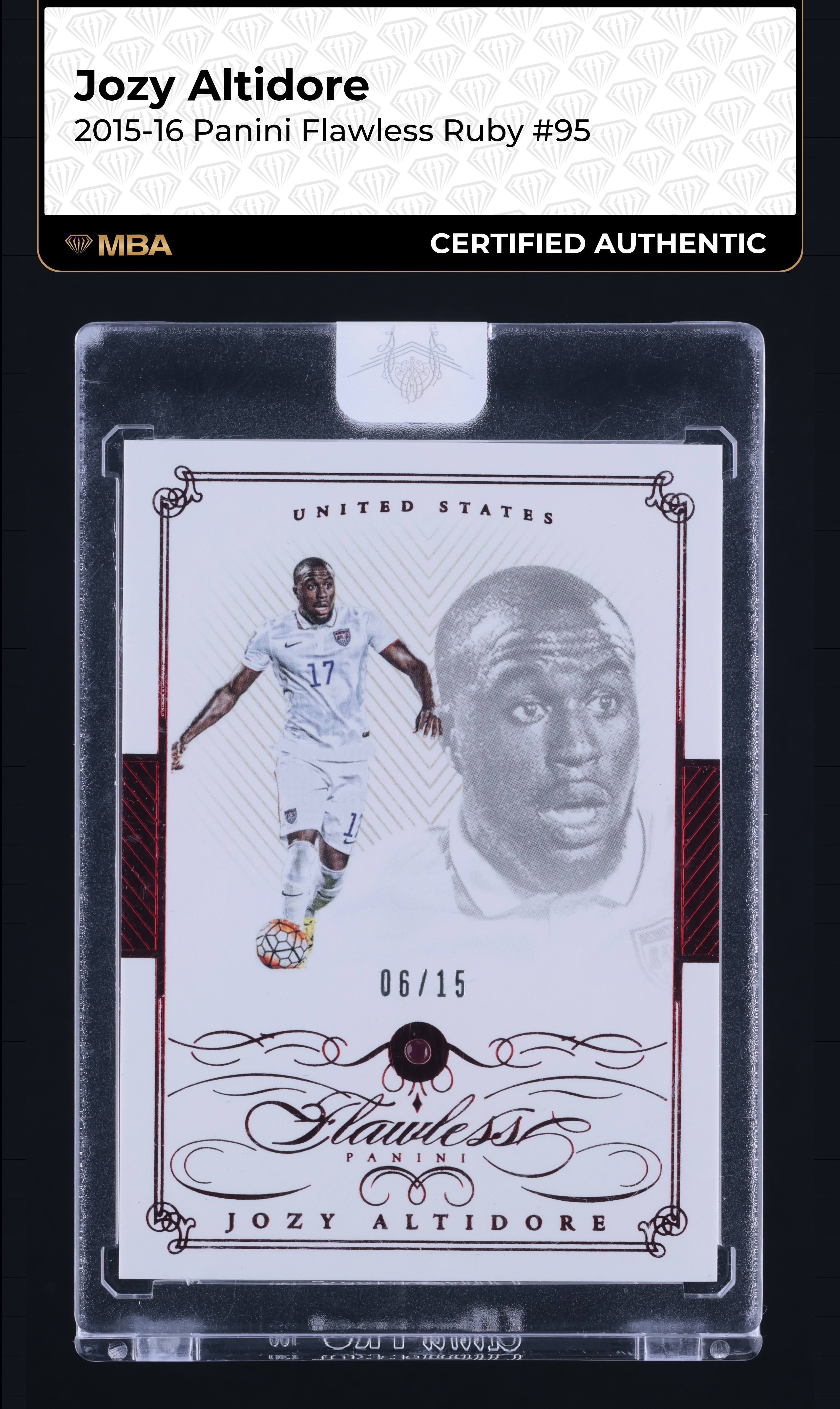 2015 Panini Flawless Ruby Gems Jozy Altidore /15 #95 MBA AUTH