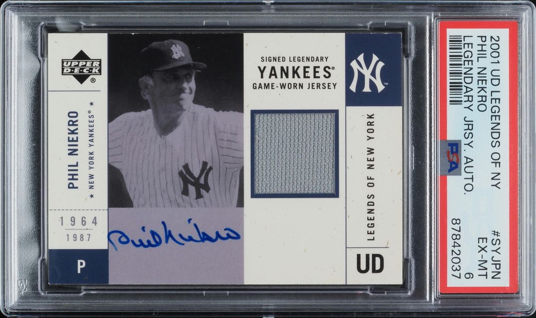 Phil Niekro #SYJ-PN 2001 Upper Deck Legends of New York Baseball Signed Game-Worn Jerseys