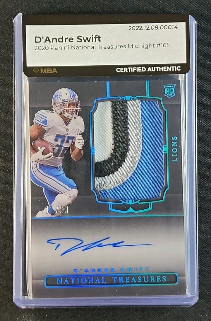 2020 National Treasures Midnight D'Andre Swift RC PATCH AUTO /20 #165 MBA AUTH
