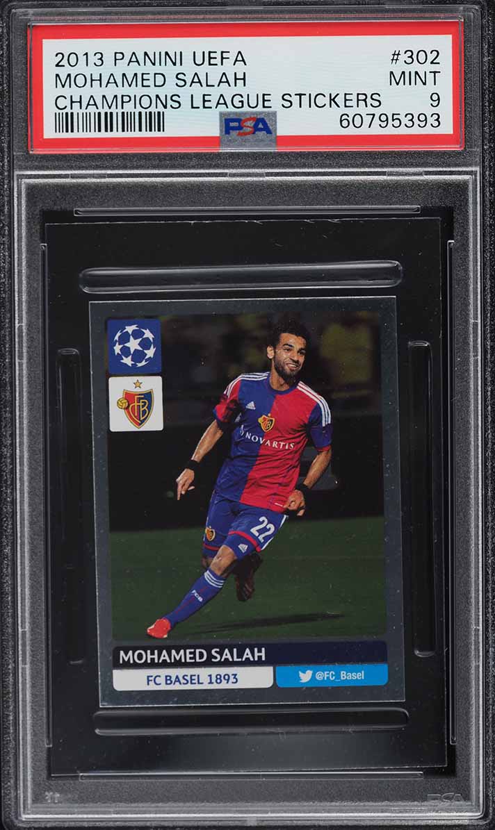 2013 Panini UEFA Champions League Stickers Mohamed Salah ROOKIE #302 PSA 9 MINT