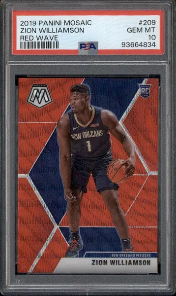 2019 Panini Mosaic Red Wave #209 Zion Williamson RC PSA 10