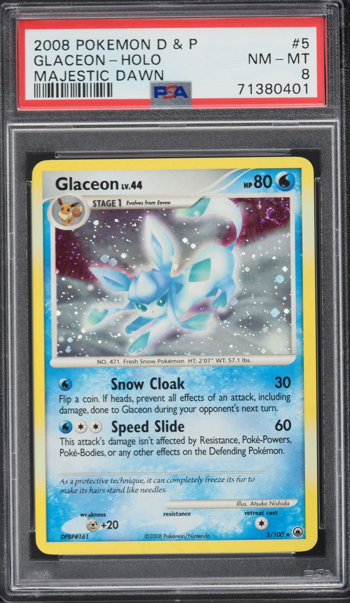 2008 Pokemon Diamond & Pearl Majestic Dawn Holo Glaceon #5 PSA 8 NM-MT