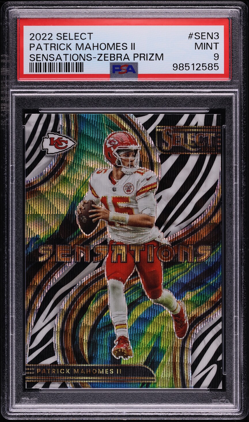 2022 Select Sensations Zebra Prizm Patrick Mahomes II #SEN3 PSA 9 MINT