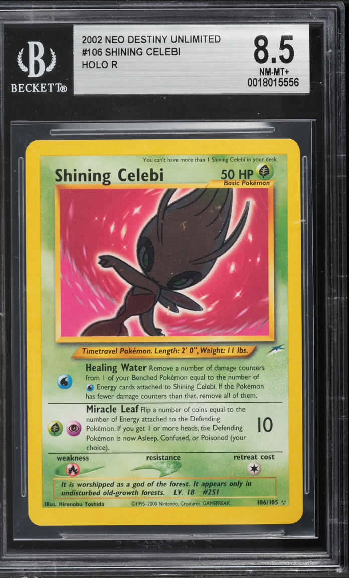 2002 Pokemon Neo Destiny Holo Shining Celebi #106 BGS 8.5 NM-MT+