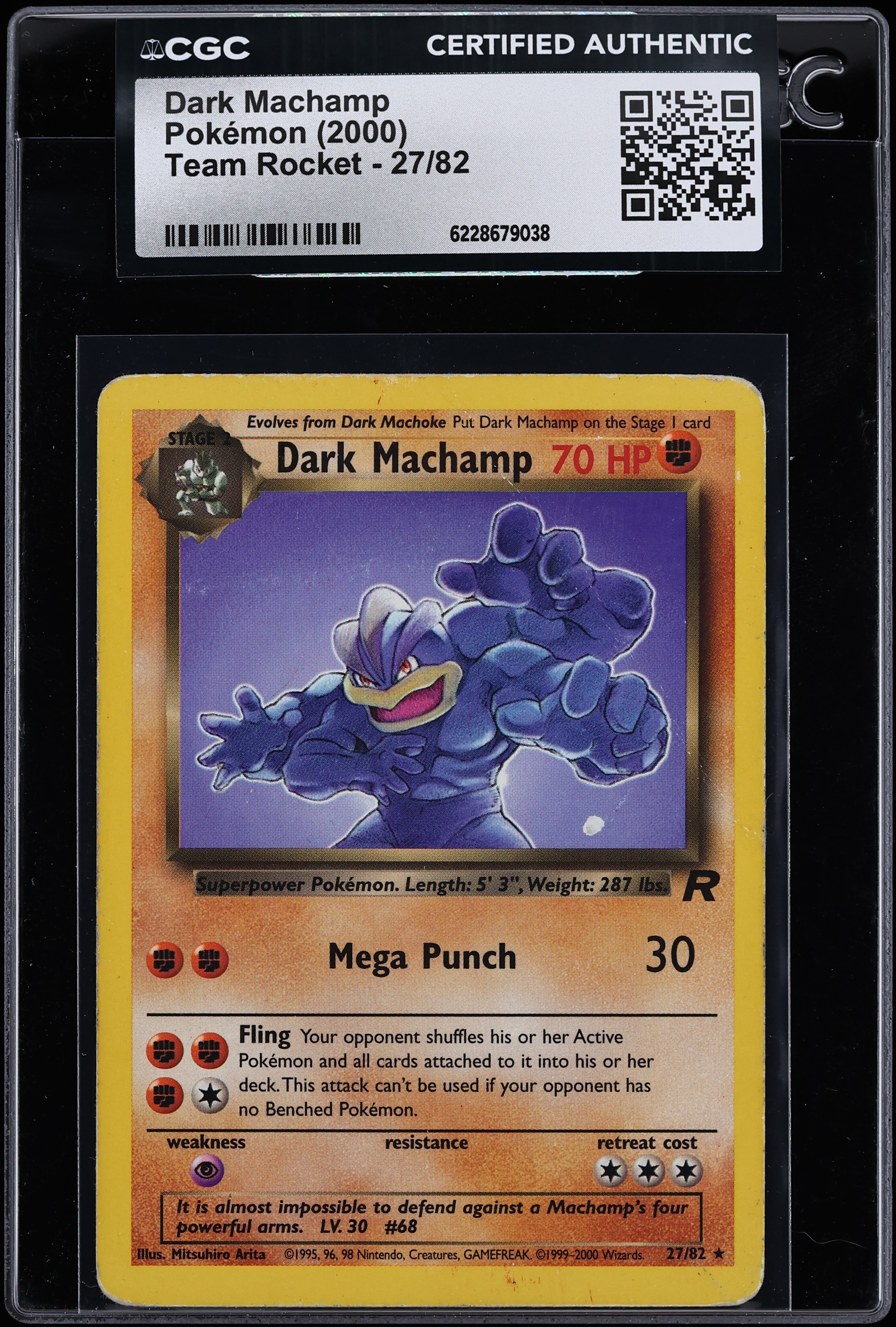 2000 Pokemon Team Rocket Dark Machamp #27 CGC AUTH