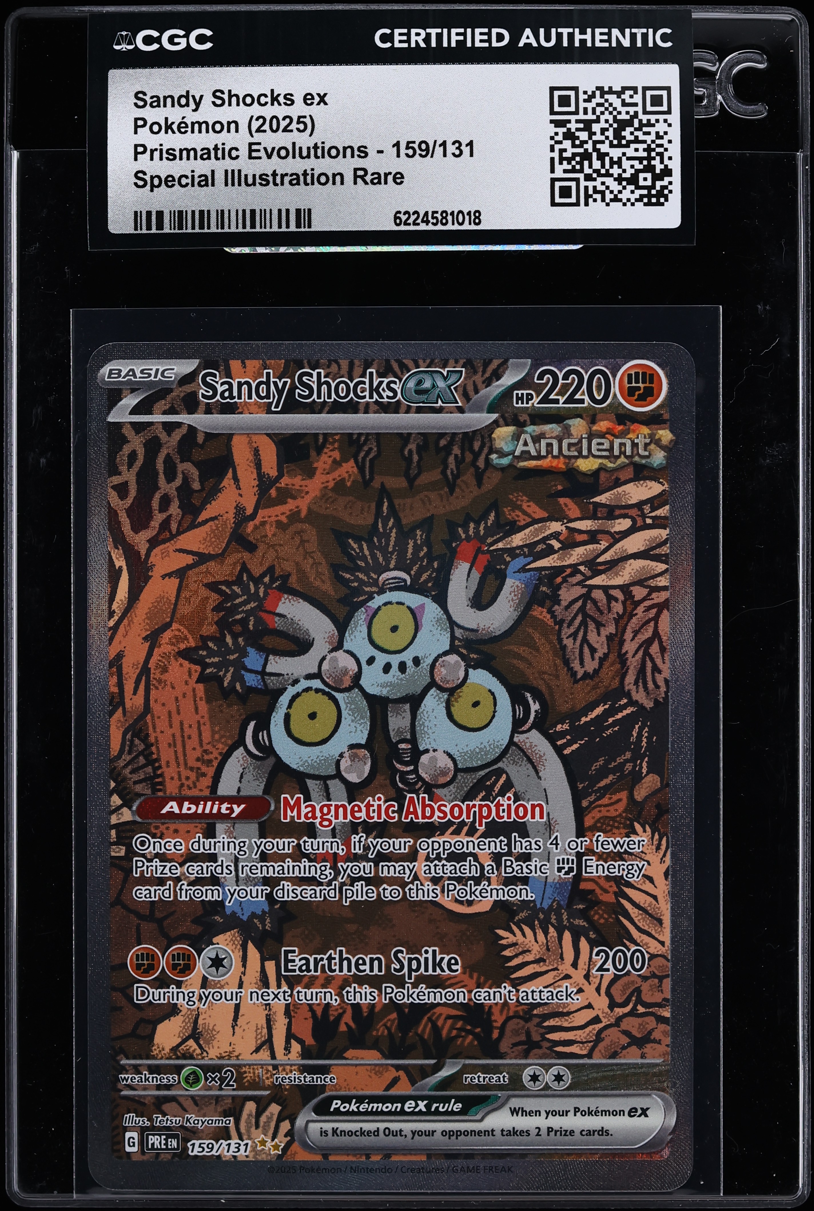 2025 Pokemon Scarlet & Violet Prismatic Evolutions SIR Sandy Shocks EX #159 CGC AUTH