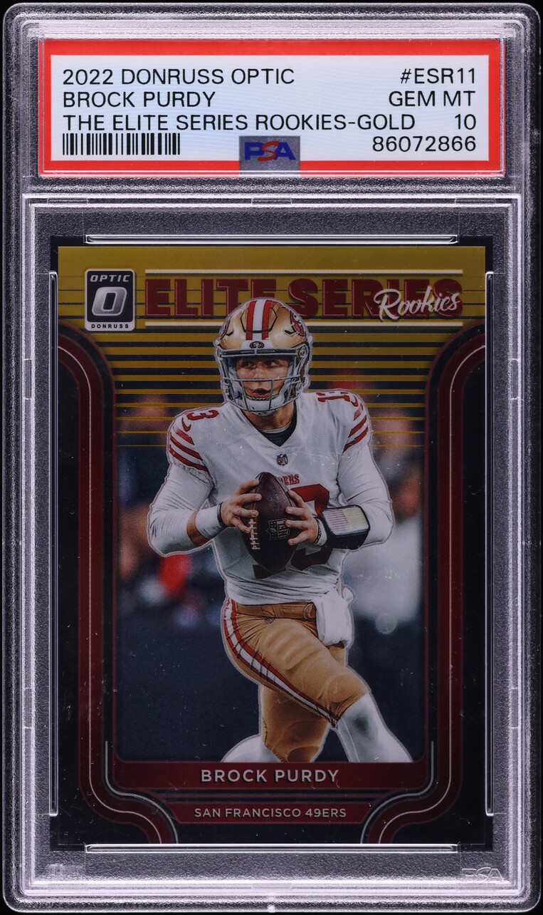 2022 Donruss Optic The Elite Series Rookies Gold Brock Purdy RC /10 PSA 10