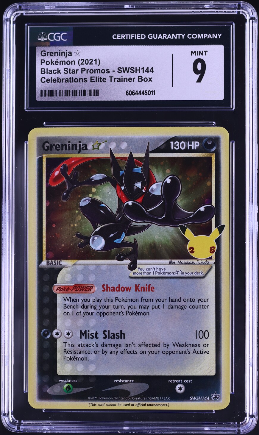 2021 Pokemon SWSH Black Star Promo Celebrations Greninja Gold Star #144 CGC 9