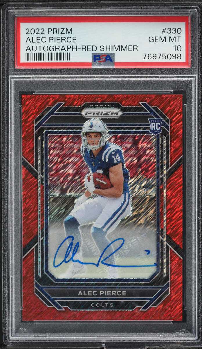2022 Panini Prizm Red Shimmer Alec Pierce ROOKIE AUTO /35 #330 PSA 10 GEM MINT