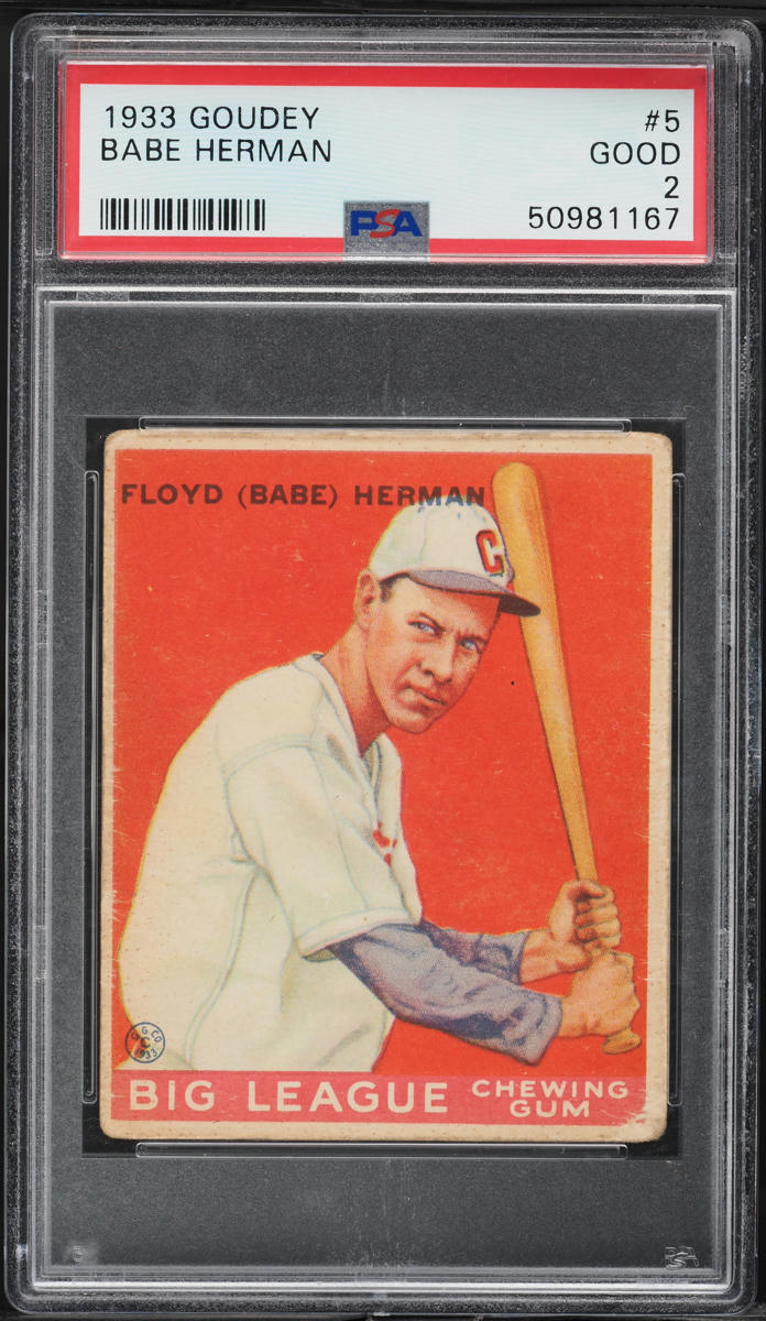 1933 Goudey Babe Herman ROOKIE #5 PSA 2 GD