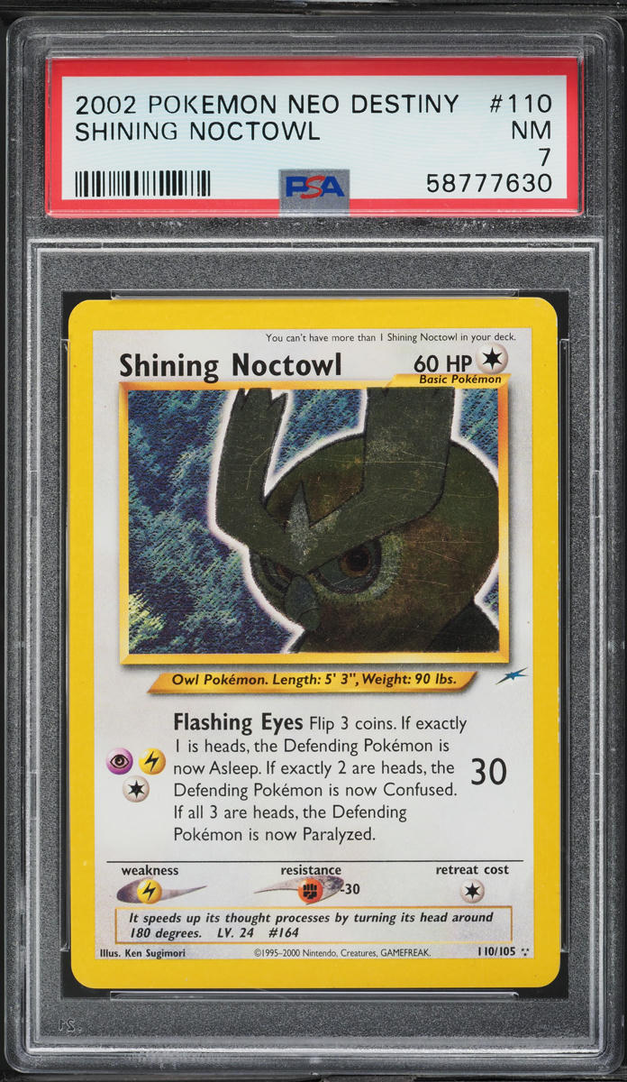 2002 Pokemon Neo Destiny Holo Shining Noctowl #110 PSA 7 NRMT