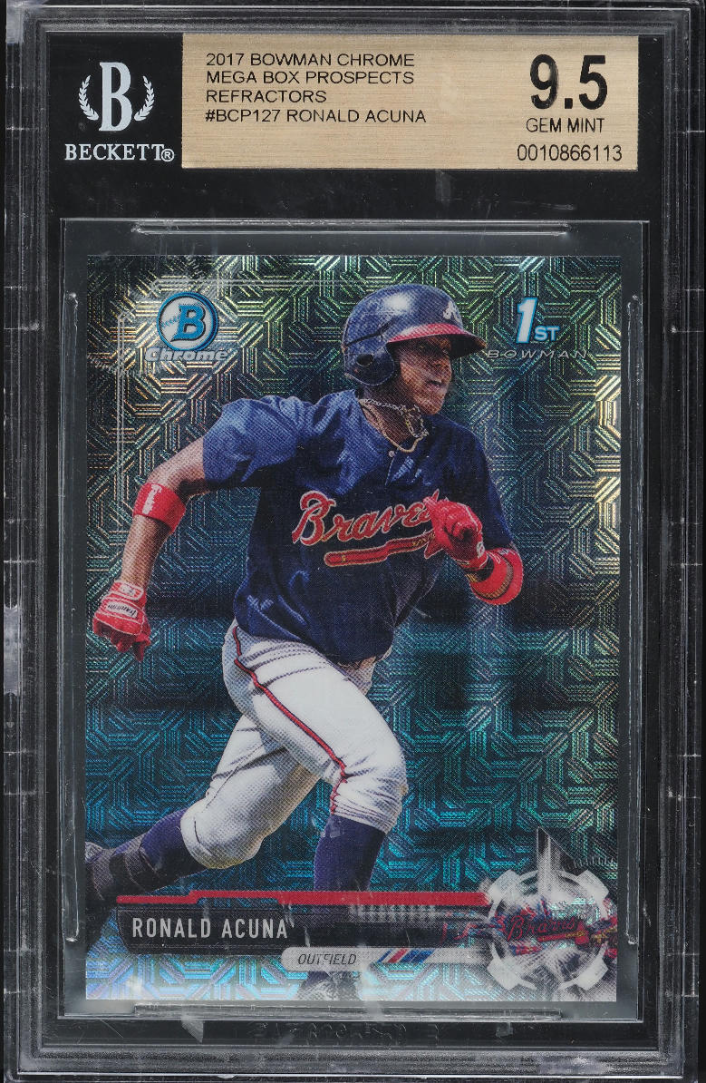2017 Bowman Chrome Mega Refractor Ronald Acuna Jr. ROOKIE #BCP127 BGS 9.5 GEM