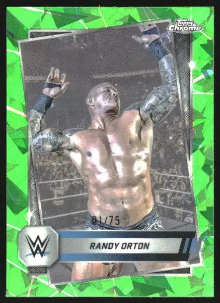 2025 Topps Chrome WWE Neon Green Geometric Refractors #14 Randy Orton /75