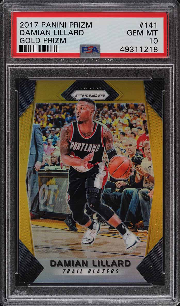 2017 Panini Prizm Gold Prizms Damian Lillard 10/10 #141 PSA 10 GEM MINT