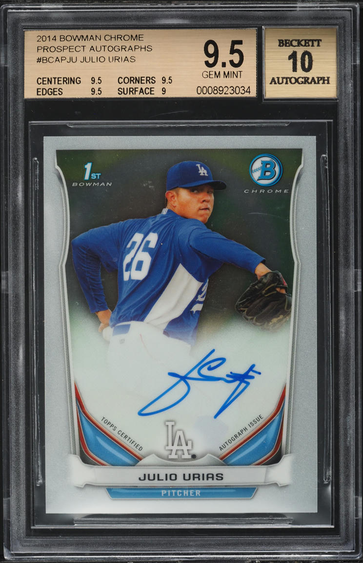 2014 Bowman Chrome Prospects Julio Urias ROOKIE AUTO #BCAP-JU BGS 9.5 GEM MINT