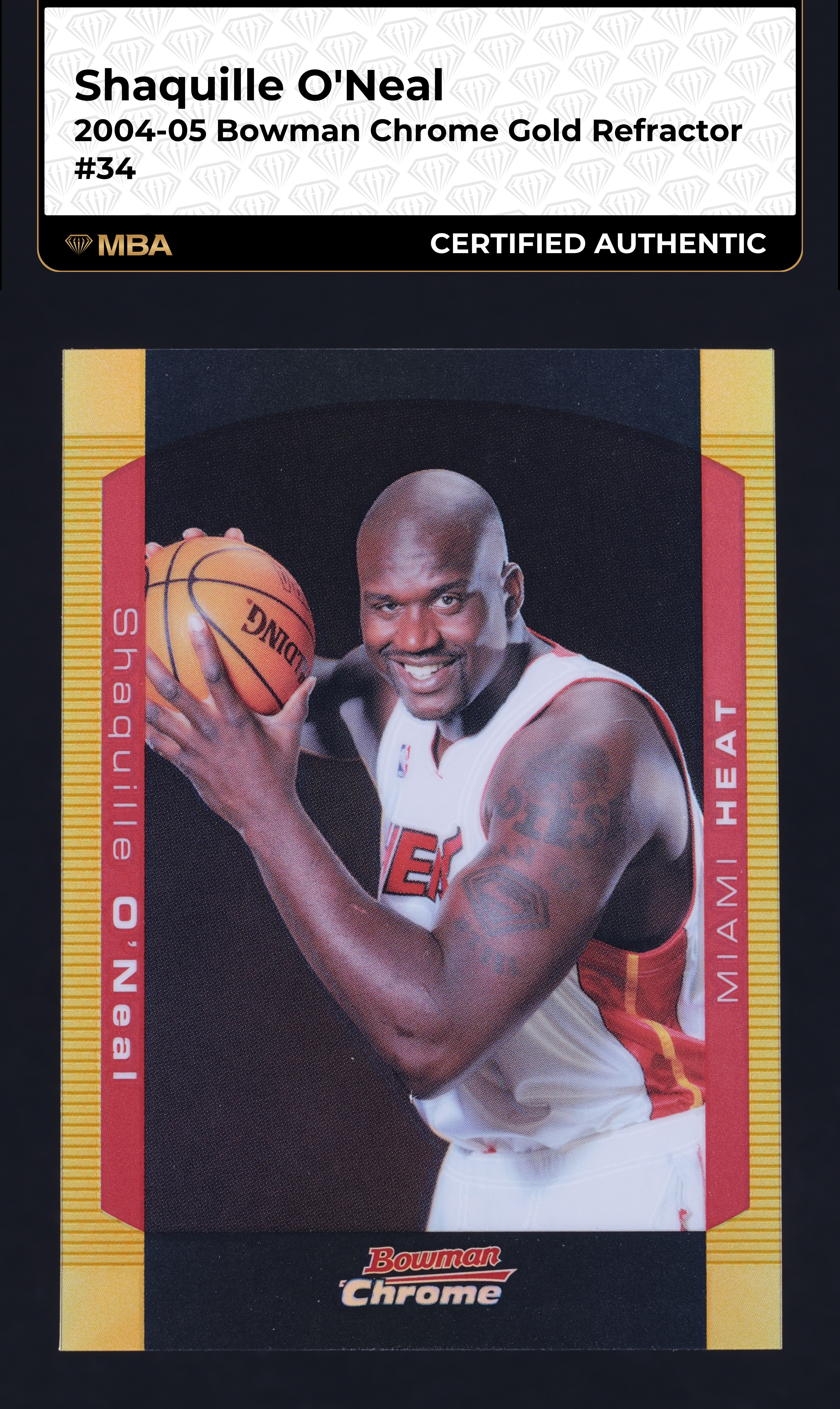 2004 Bowman Chrome Gold Refractor Shaquille O'Neal /50 #34 MBA AUTH