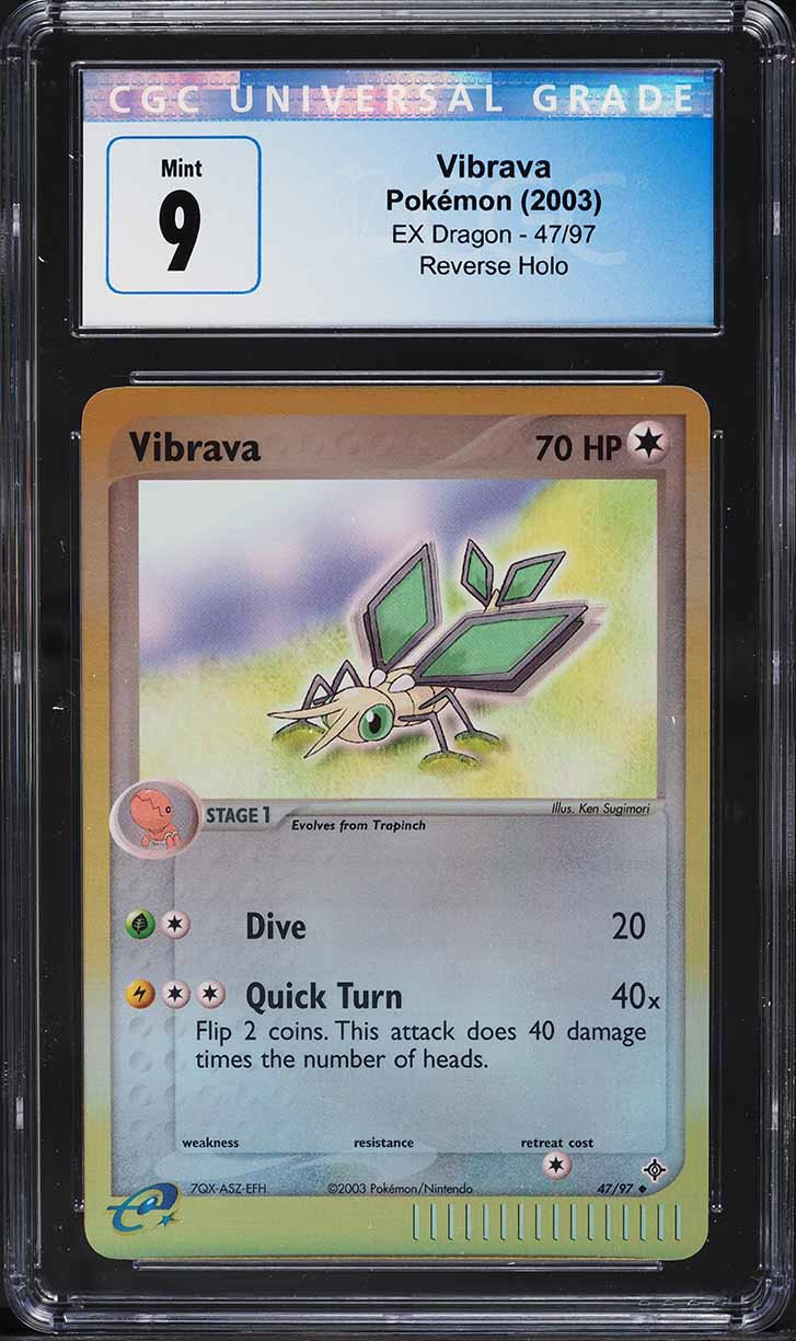 2003 Pokemon EX Dragon Reverse Holo Vibrava #47 CGC 9 MINT