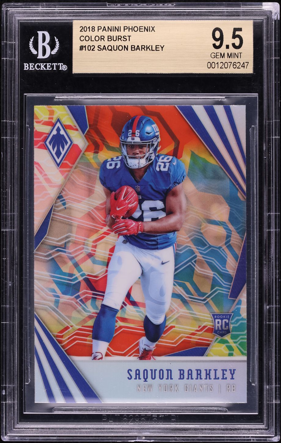2018 Panini Phoenix Color Burst Saquon Barkley ROOKIE #102 BGS 9.5 GEM MINT