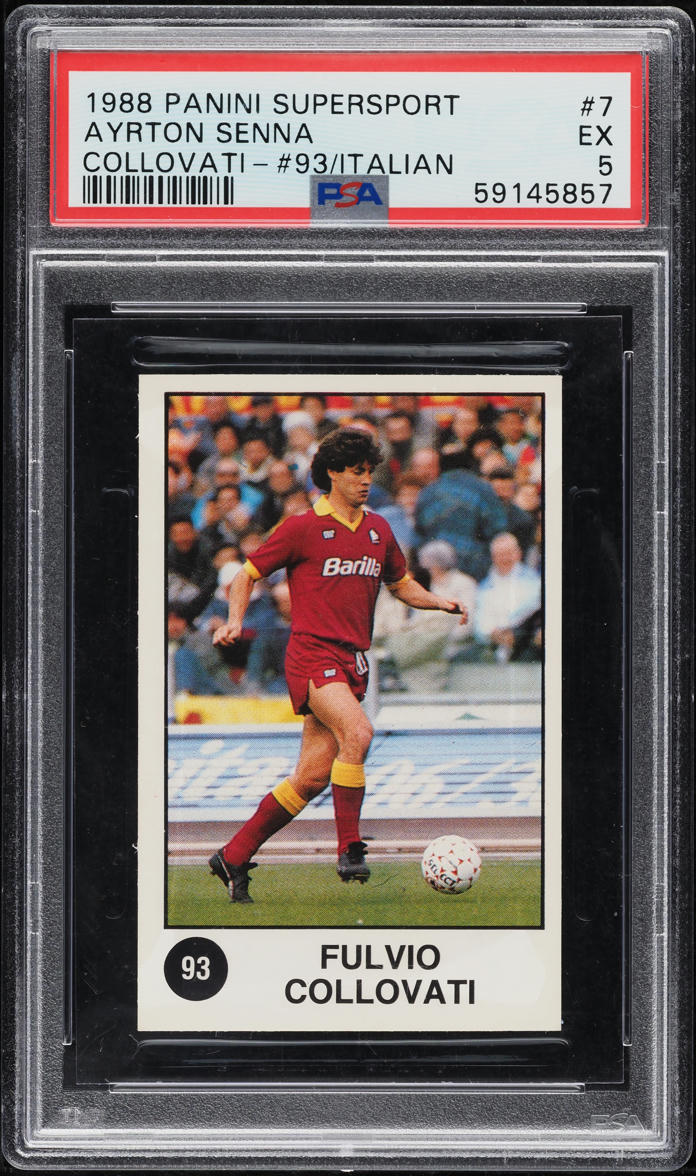1988 Panini Supersport Italian Fulvio Collovati & Ayrton Senna #7 PSA 5 EX