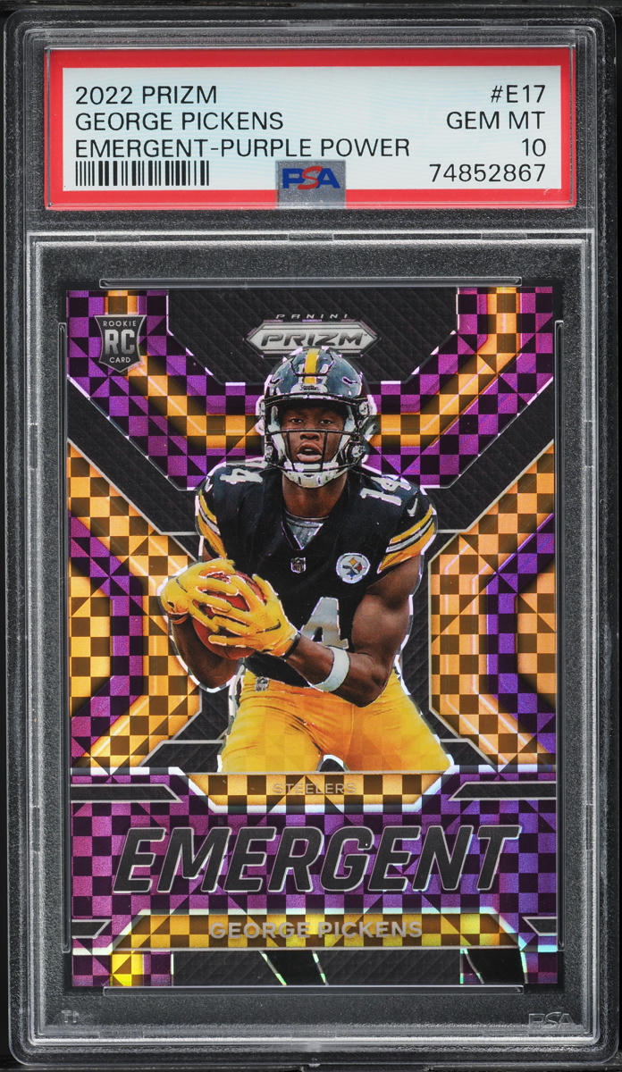 2022 Panini Prizm Emergent Purple Power George Pickens ROOKIE /49 #E-17 PSA 10