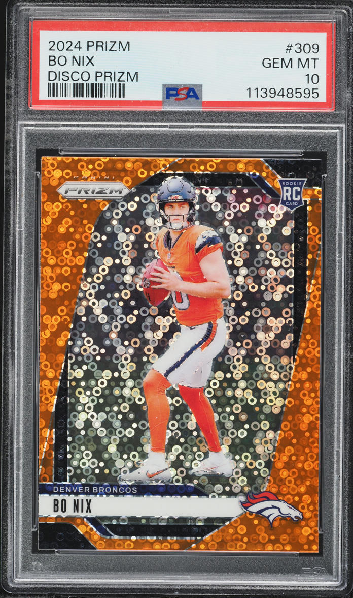 2024 Panini Prizm Disco Bo Nix ROOKIE #309 PSA 10 GEM MINT