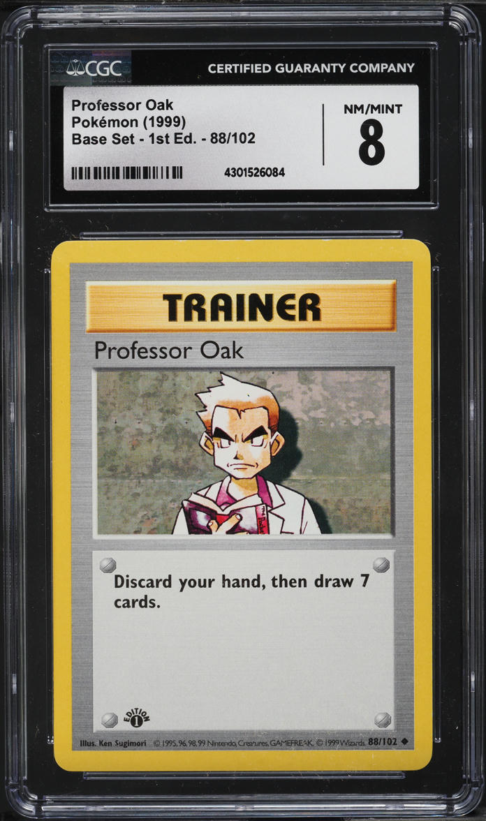 1999 Pokemon Base Set 1st Edition Professor Oak #88 CGC 8 NM-MT