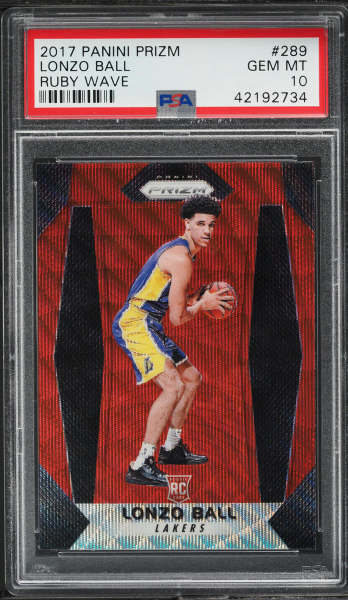 2017 Panini Prizm Ruby Wave Lonzo Ball ROOKIE #289 PSA 10 GEM MINT