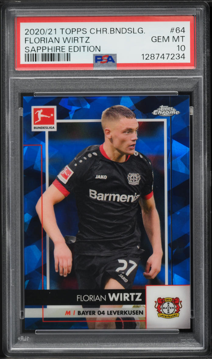 2020 Topps Chrome Bundesliga Sapphire Florian Wirtz ROOKIE #64 PSA 10 GEM MINT