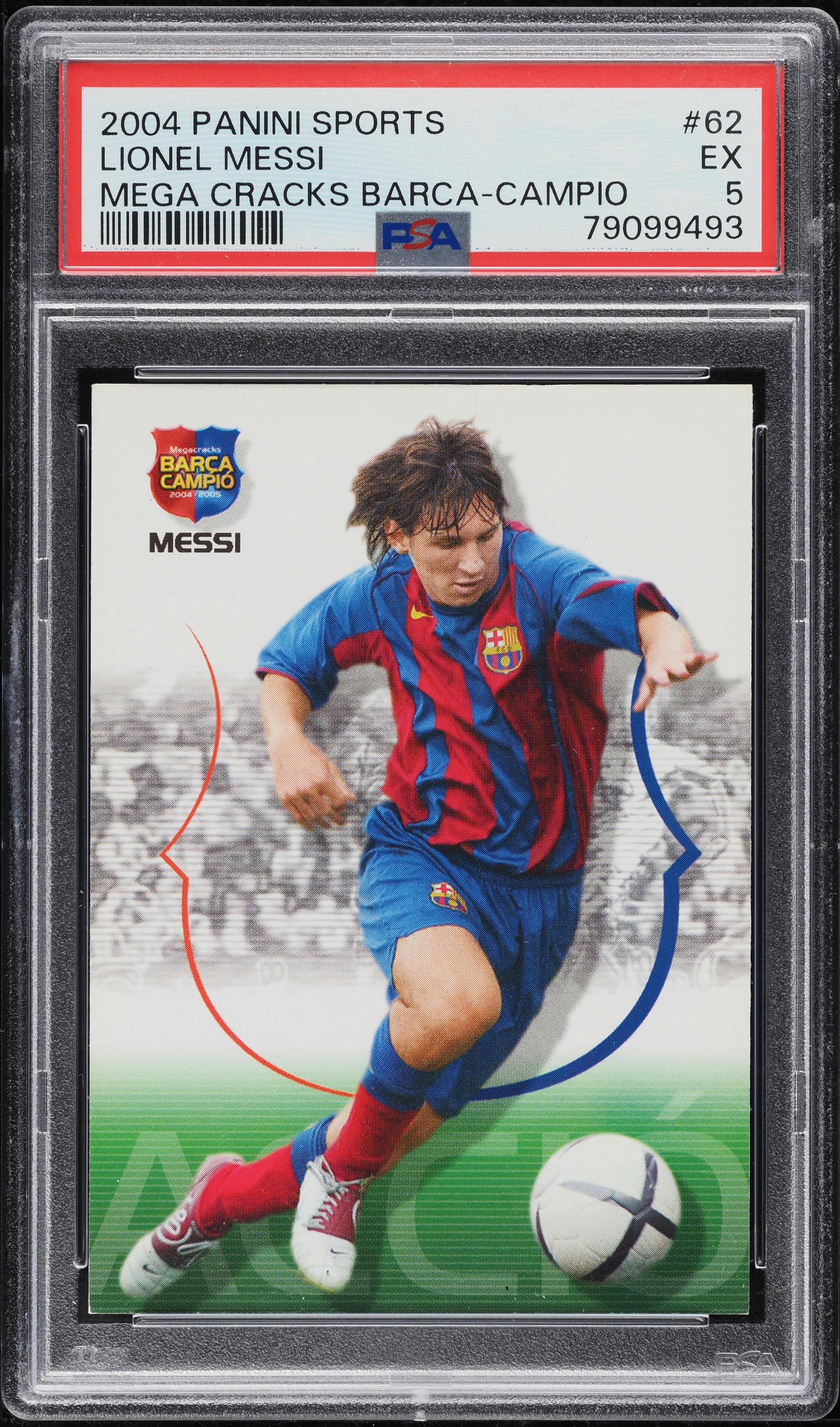 2004 Panini Sports Mega Cracks Barca Campio Lionel Messi ROOKIE #62 PSA 5 EX