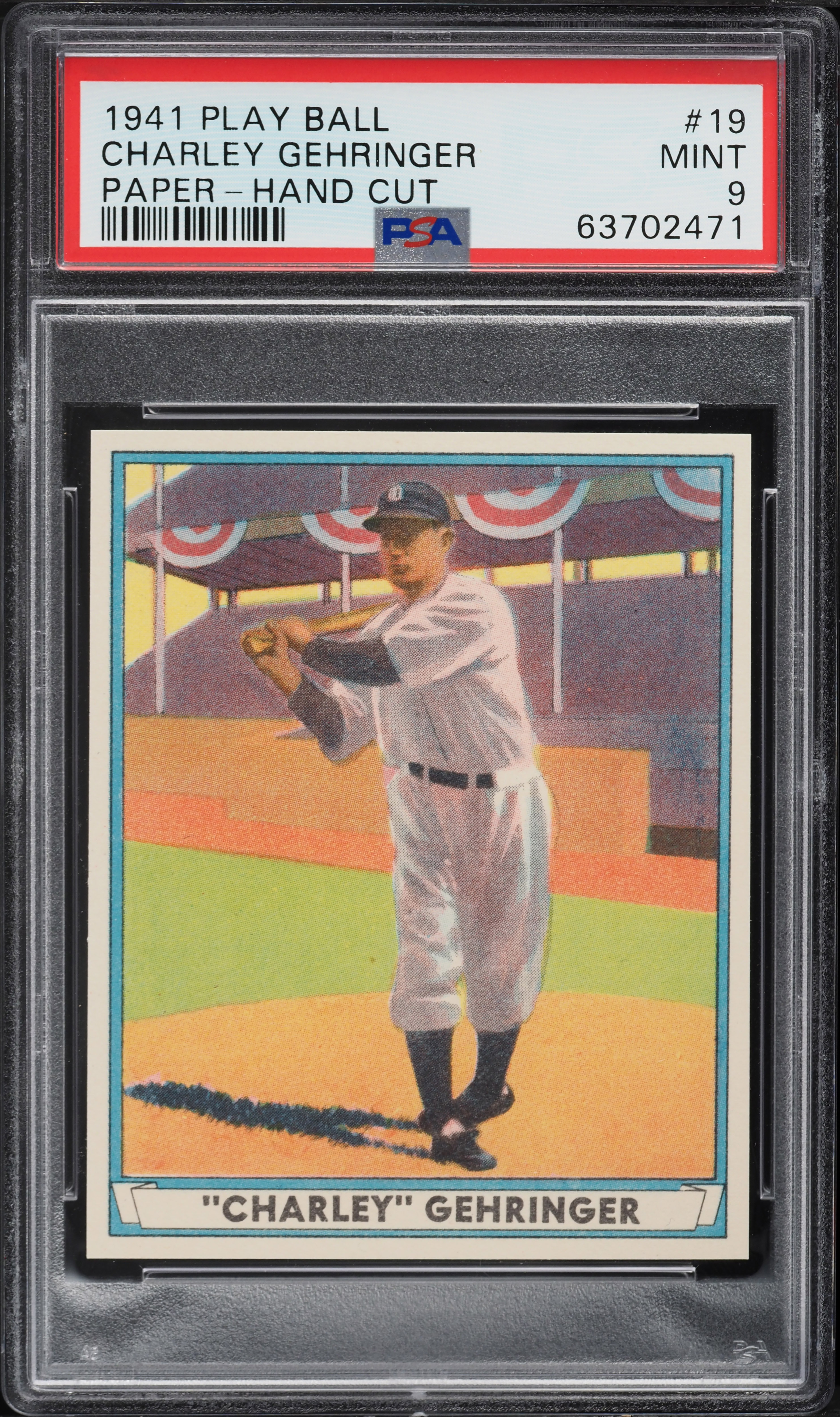 1941 Play Ball Paper Charley Gehringer #19 PSA 9 MINT