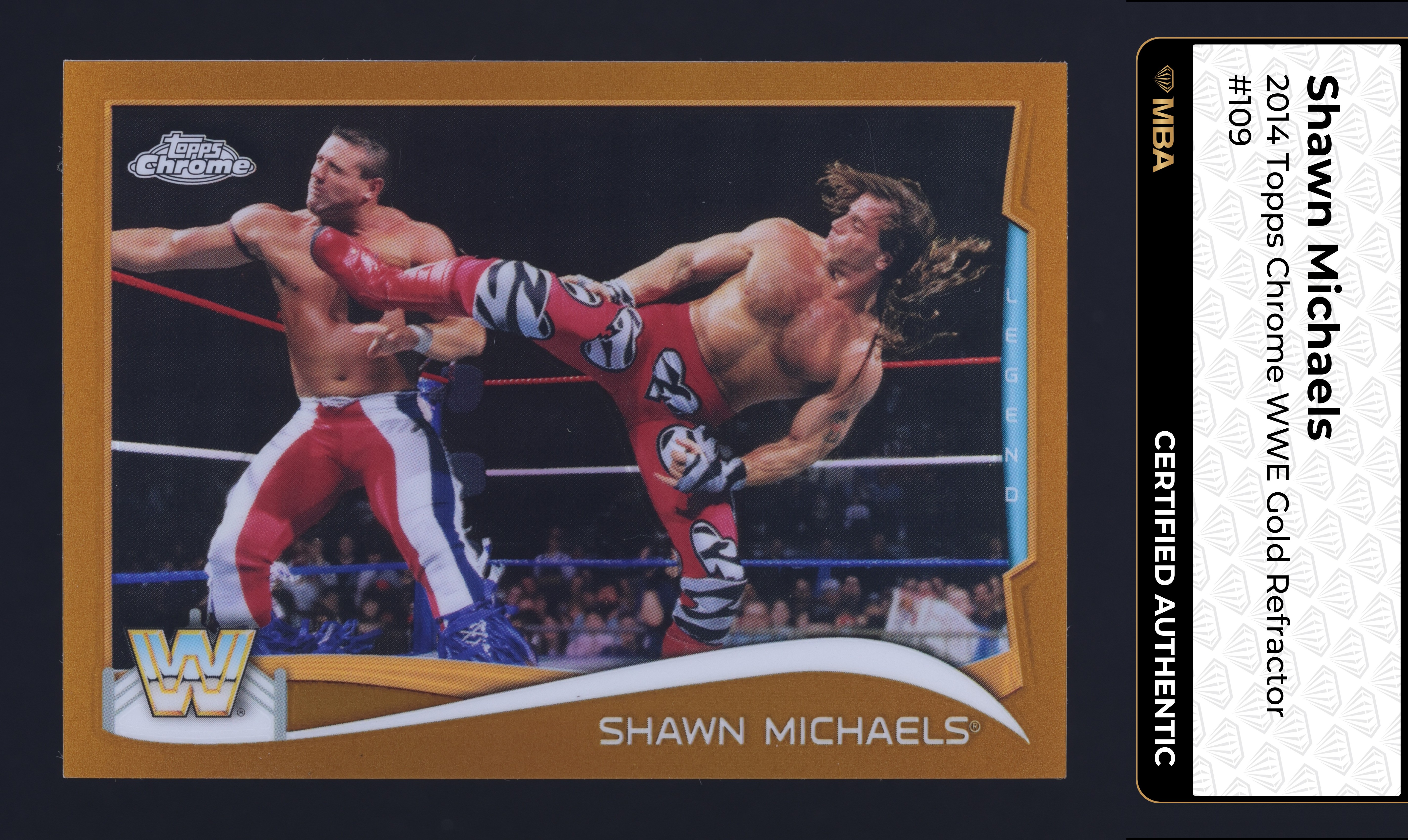 2014 Topps Chrome WWE Gold Refractor Shawn Michaels /50 #109 MBA AUTH