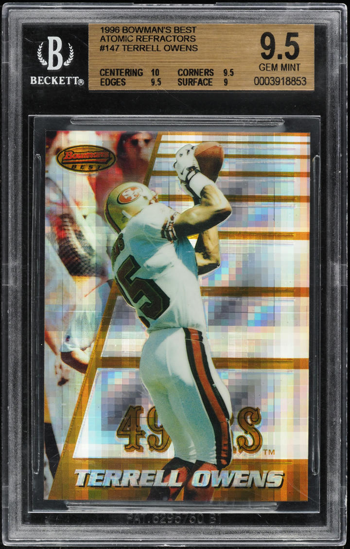 1996 Bowman's Best Atomic Refractor Terrell Owens ROOKIE #147 BGS 9.5 GEM MINT