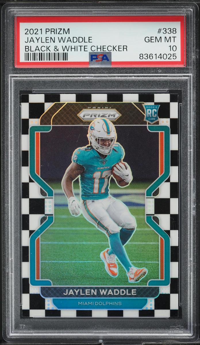 2021 Panini Prizm Black & White Checker Jaylen Waddle ROOKIE #338 PSA 10 GEM