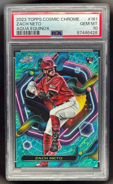 2023 Topps Cosmic Chrome Aqua Equinox Refractor #161 Zach Neto RC /199 PSA 10
