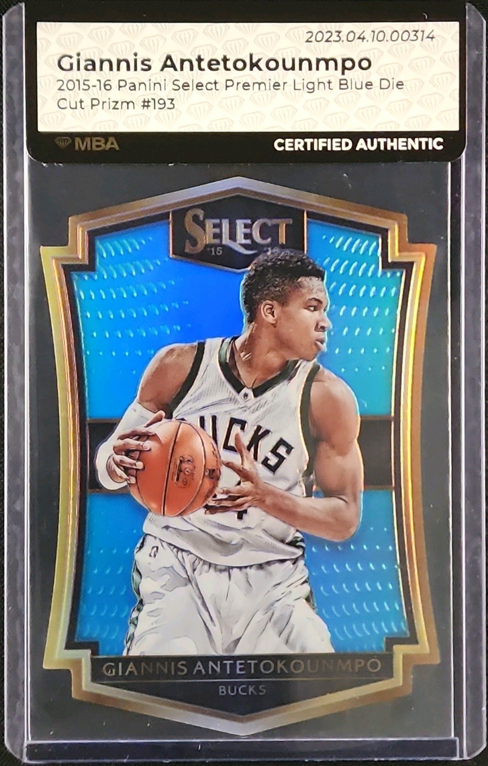 2015 Select Light Blue Prizm Die-Cut Giannis Antetokounmpo /199 #193 MBA AUTH