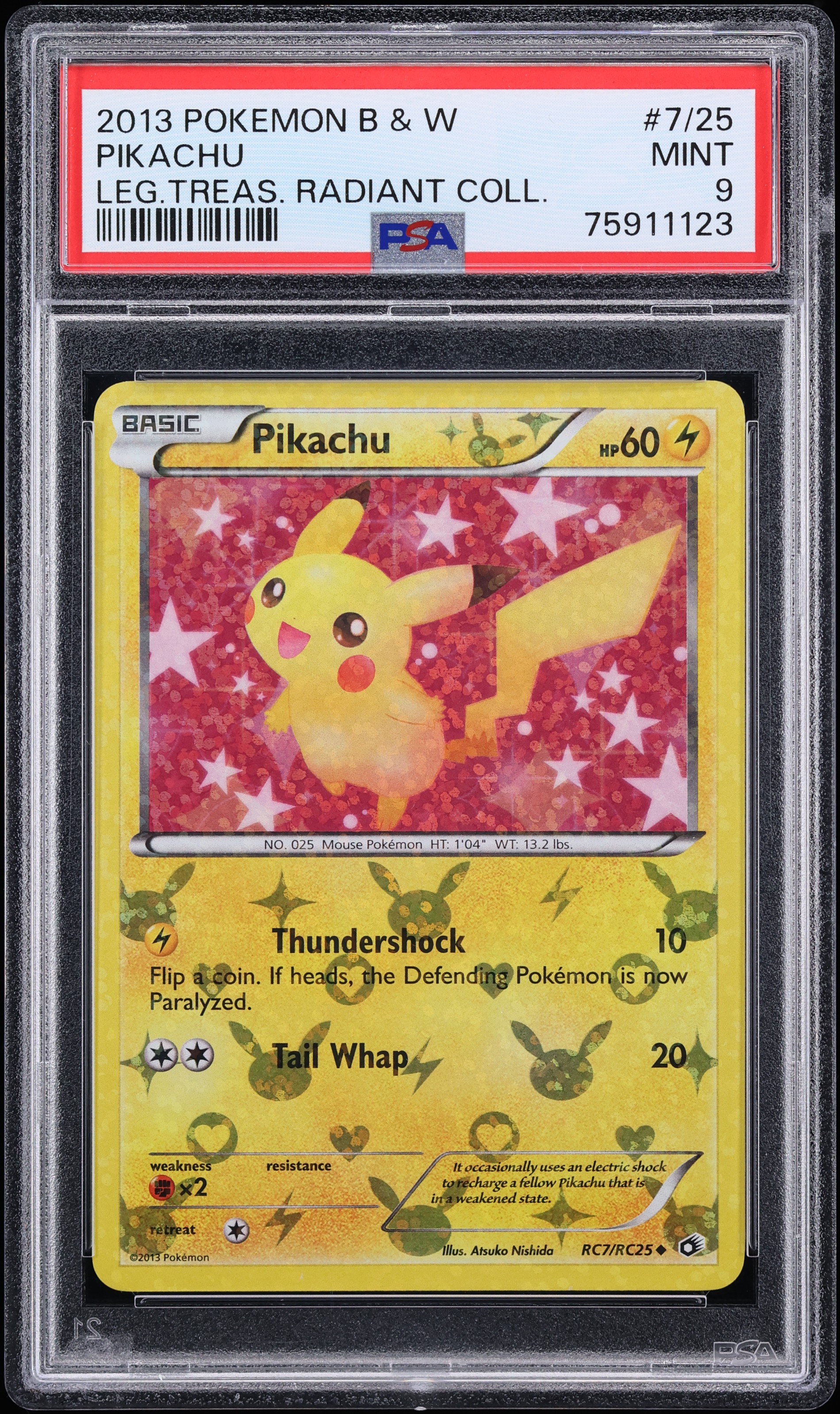 2013 Pokemon Black & White Legendary Treasures Radiant Collection Pikachu #RC7 PSA 9 MINT