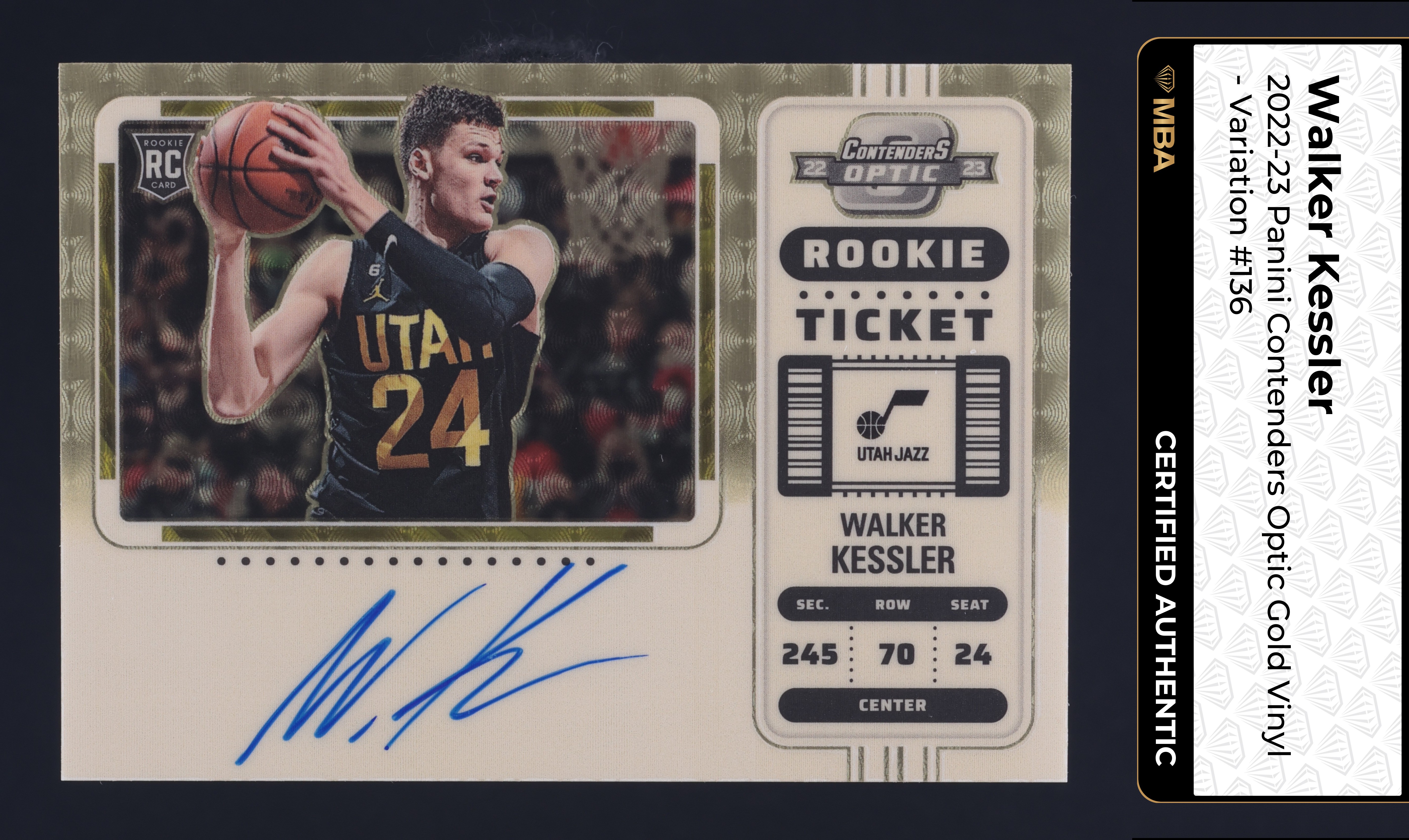 2022 Panini Contenders Optic Gold Vinyl Walker Kessler ROOKIE AUTO 1/1 MBA AUTH