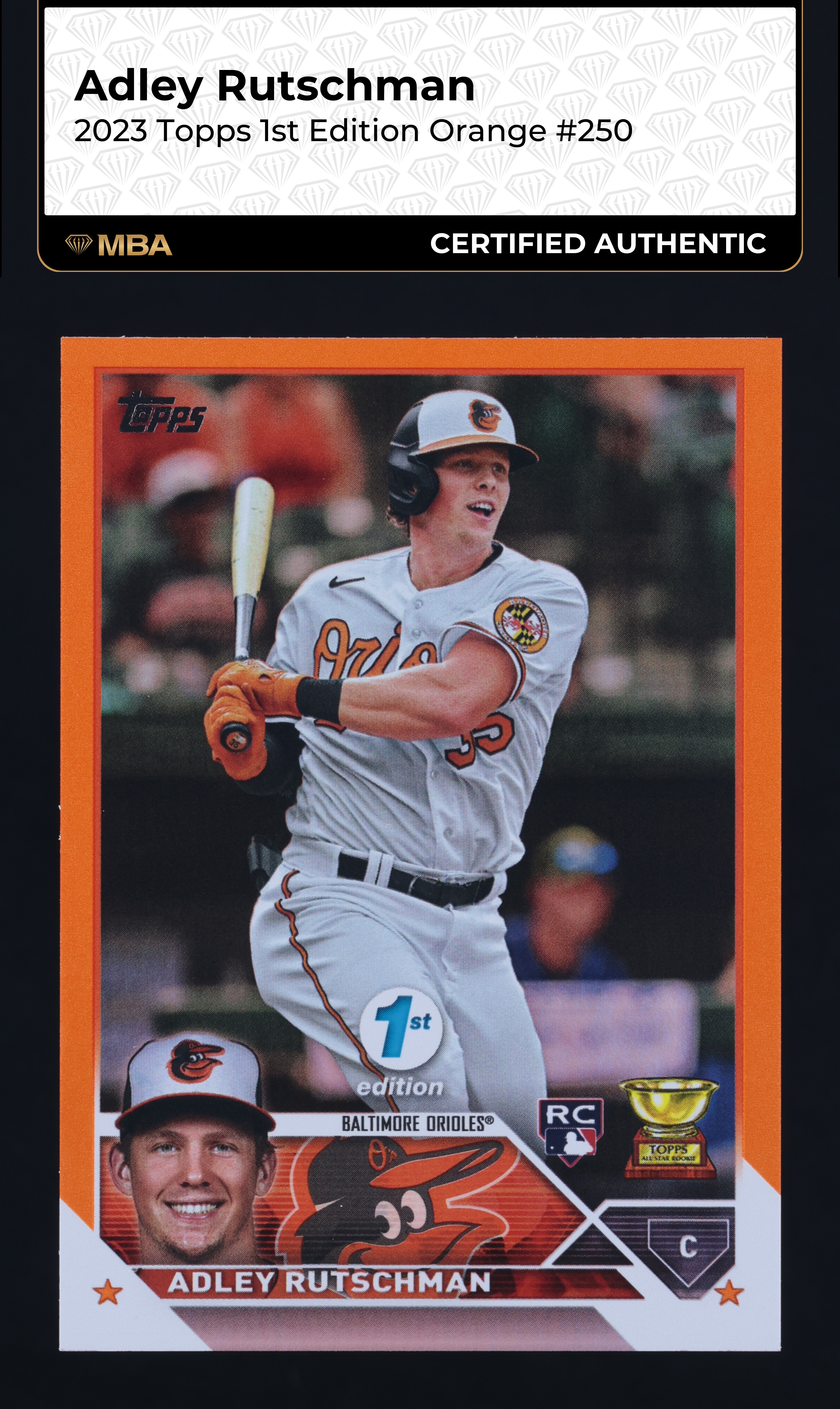 2023 Topps 1st Edition Orange Adley Rutschman ROOKIE /75 #250 MBA AUTH