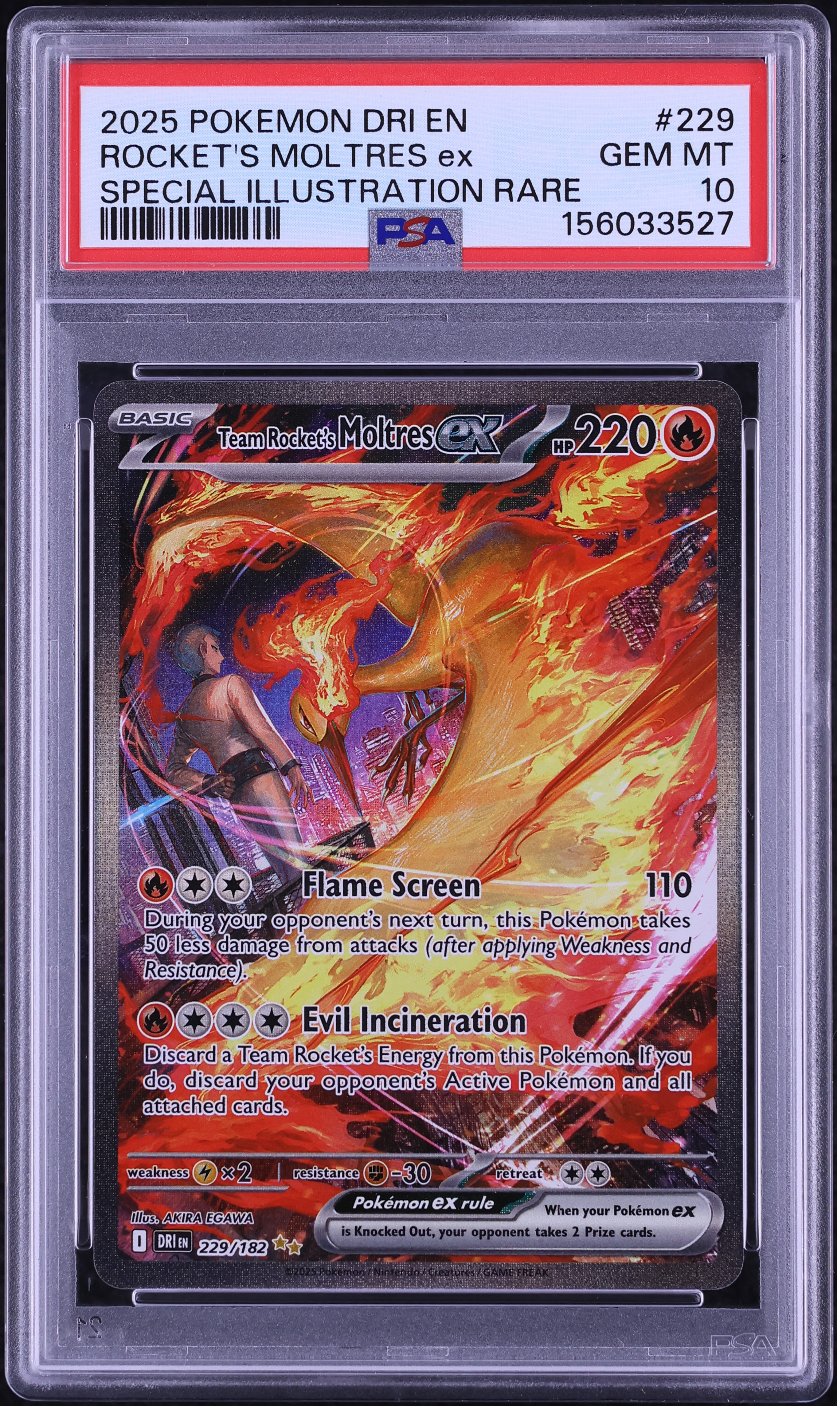 2025 Pokemon Scarlet & Violet Destined Rivals SIR Team Rocket's Moltres ex #229 PSA 10 GEM MINT