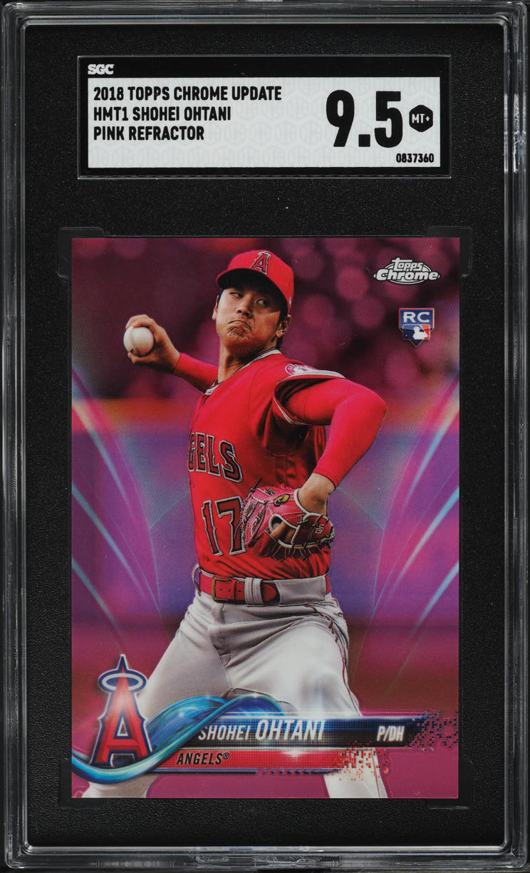 2018 Topps Chrome Update Pink Refractor Shohei Ohtani ROOKIE #HMT1 SGC 9.5 MINT+