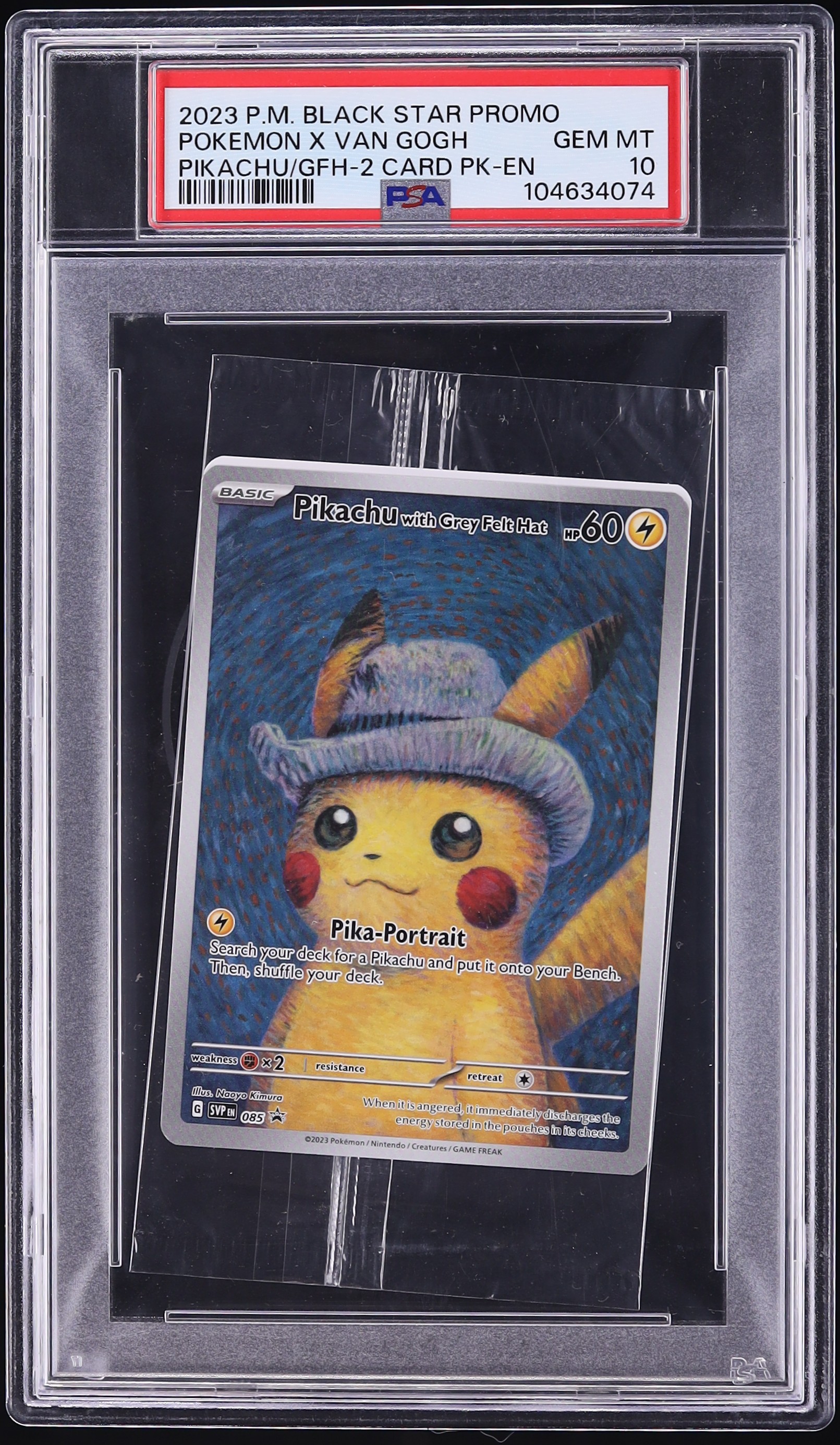 2023 Pokemon SV Black Star Promo Sealed Van Gogh Pikachu With Grey Felt Hat #85 PSA 10 GEM MINT