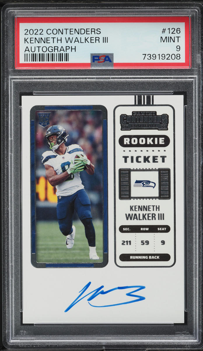 2022 Panini Contenders Kenneth Walker III ROOKIE AUTO #126 PSA 9 MINT