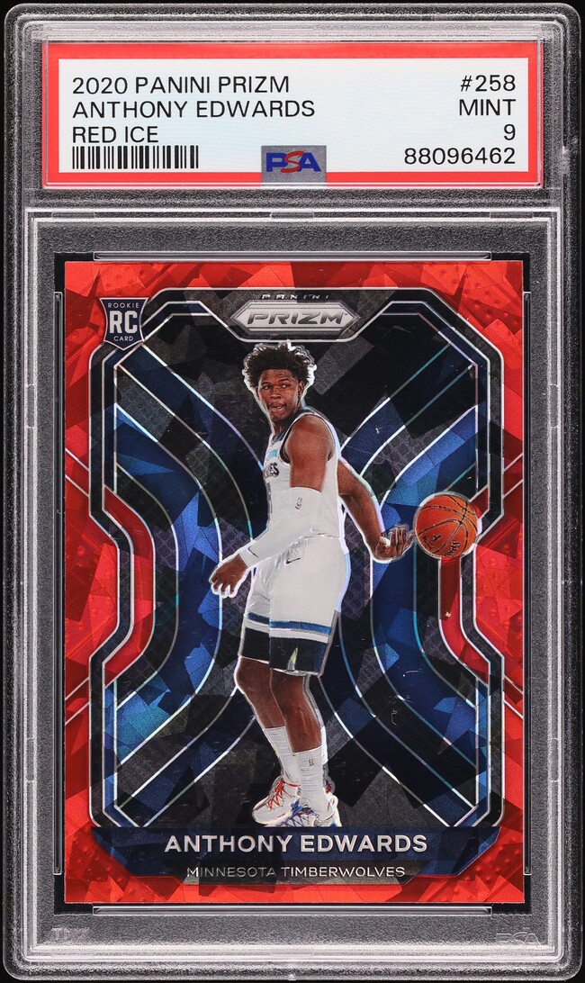 2020 Panini Prizm Red Ice Anthony Edwards ROOKIE #258 PSA 9 MINT