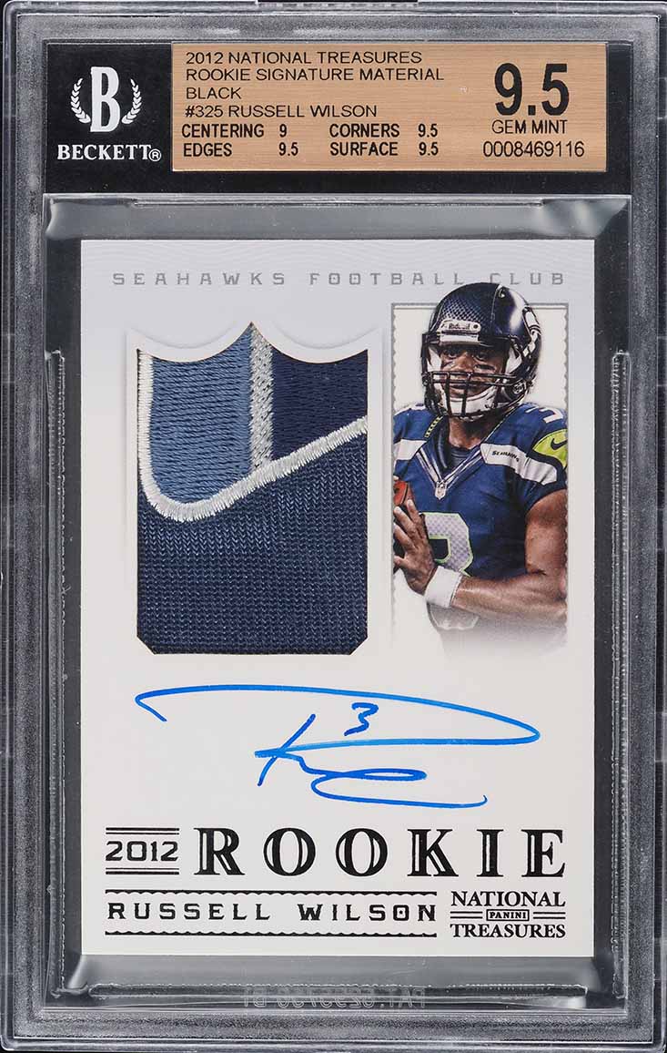 2012 National Treasures Black Russell Wilson ROOKIE PATCH AUTO /25 #325 BGS 9.5