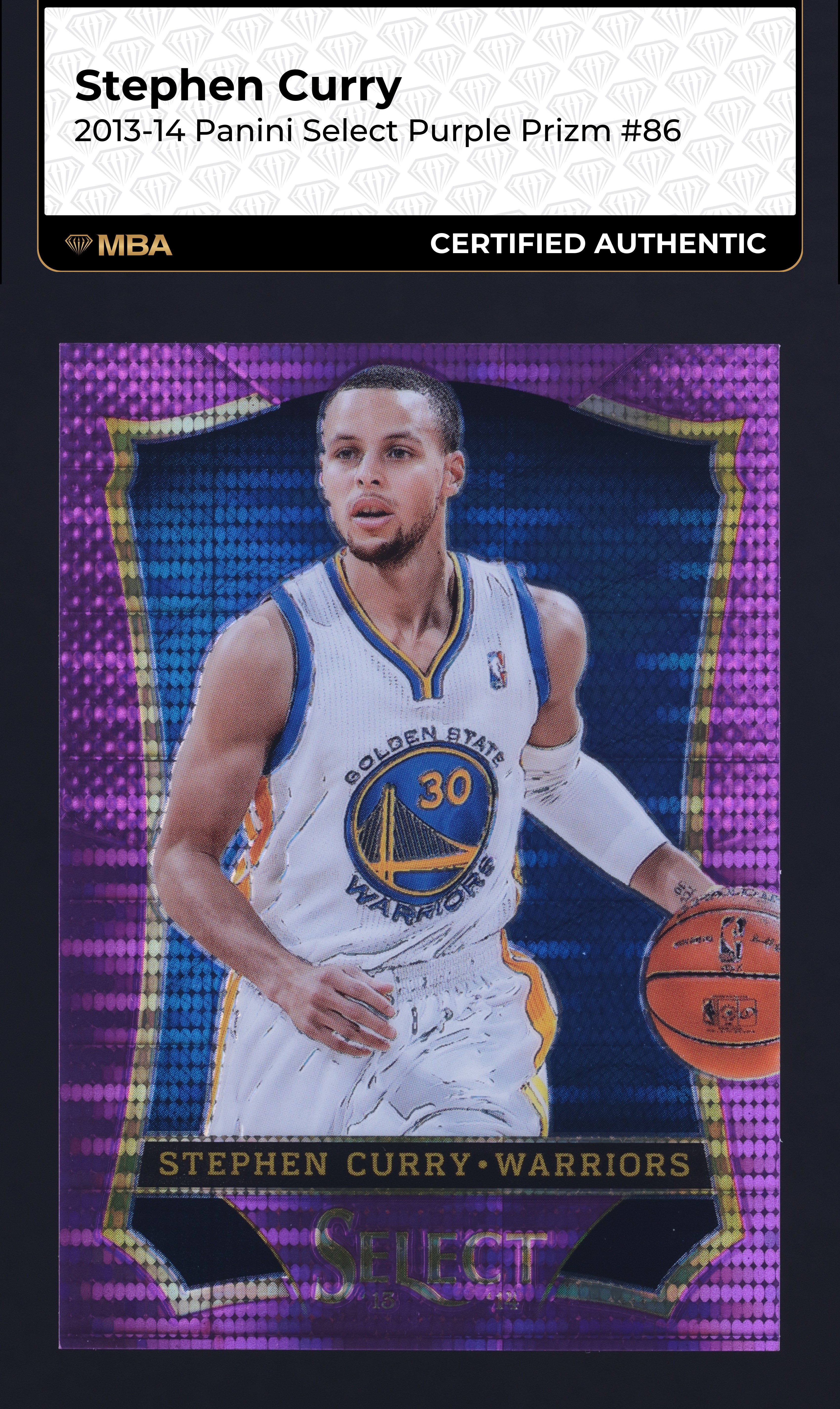 2013 Select Purple Prizm Stephen Curry /99 #86 MBA AUTH