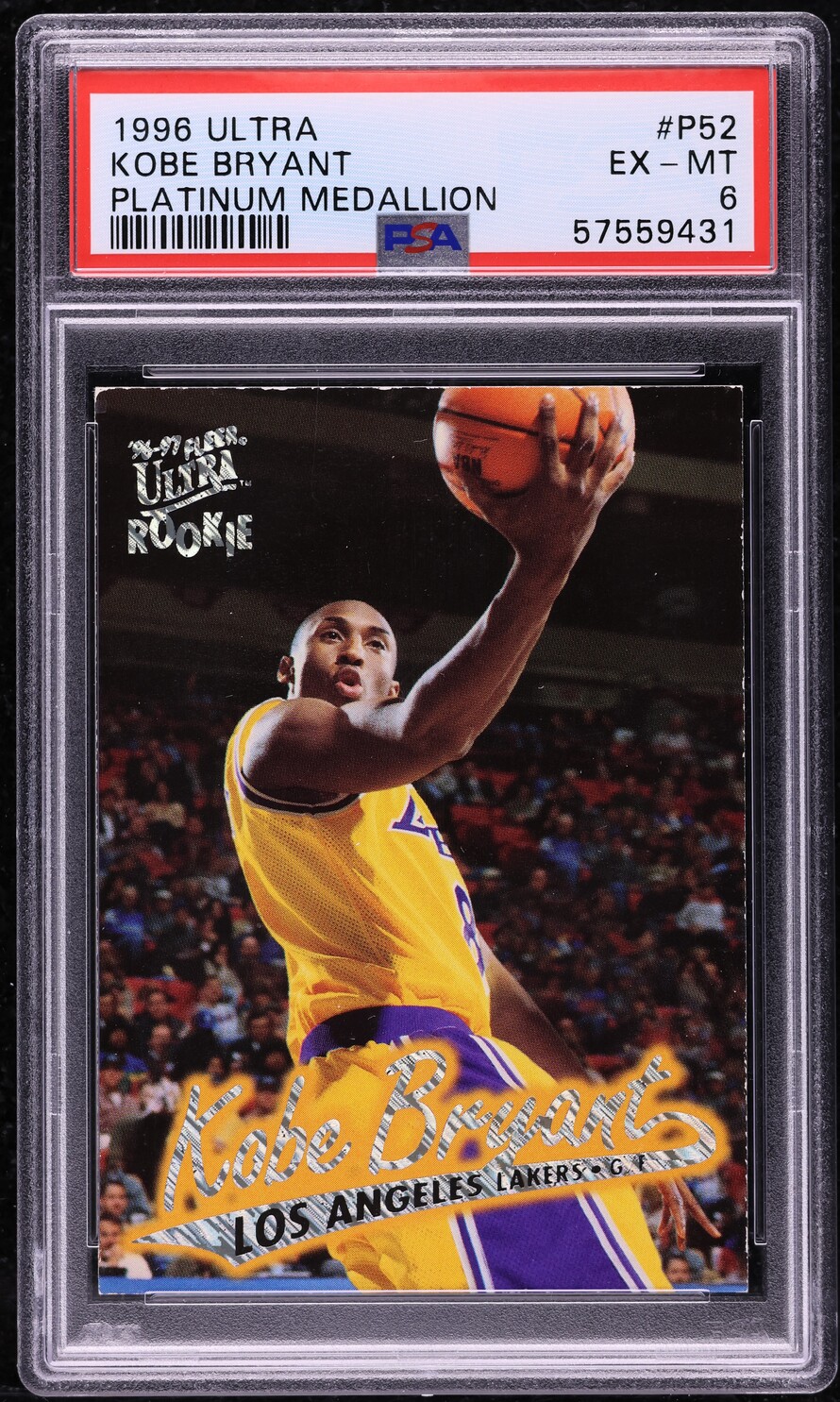 1996 Ultra Platinum Medallion Kobe Bryant ROOKIE #P52 PSA 6 EXMT